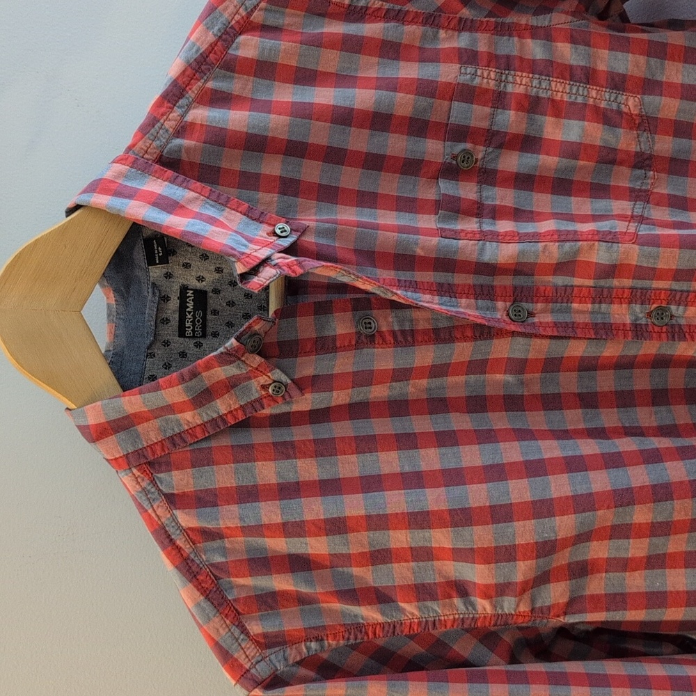 Burkman Bros Men's Small Long Sleeve Button Down Regular Fit Plaid Shirt